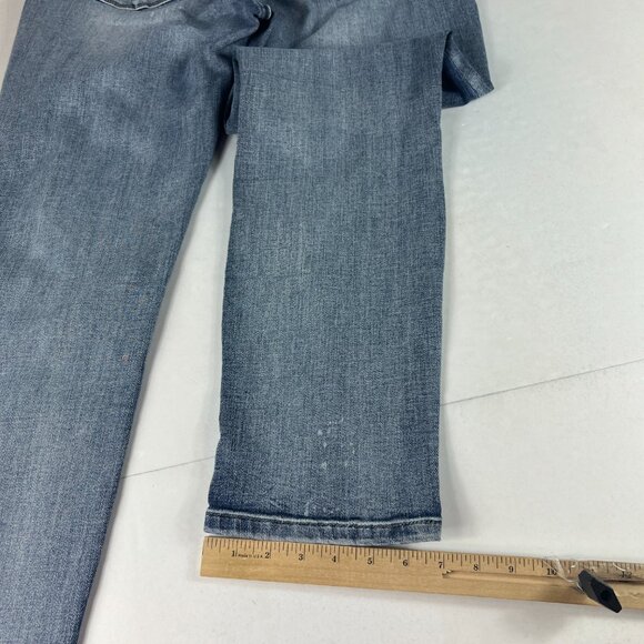 Judy Blue Jean Women Measured 35x30 Boyfriend Blue Faded Distressed Denim Tag 32 - Picture 11 of 16